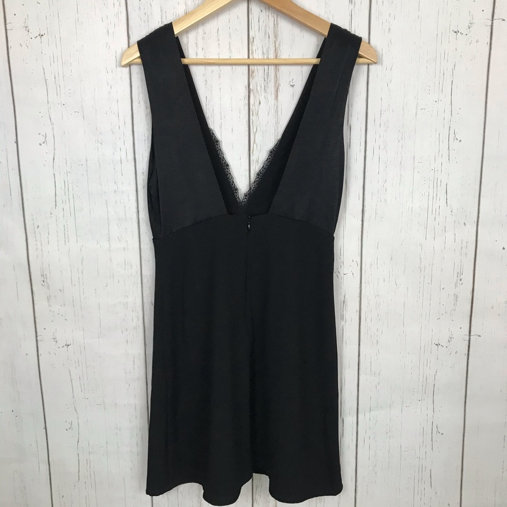 Zara V Neck Fit & Flare Mini Black Dress - Picture 7 of 8